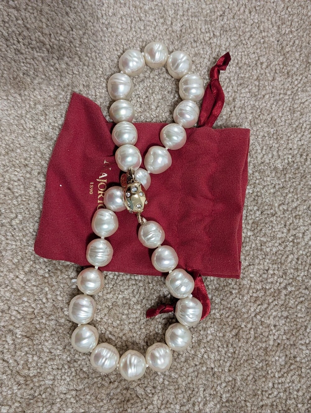 Authentic Majorica Baroque Pearl Necklace